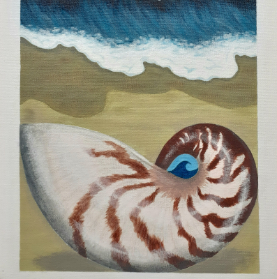 Nautilus. Acrylic on 10” x 14” canvas board, 2021. Not for sale.