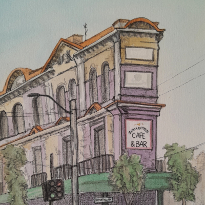 Riddiford St. Watercolour on paper, 2026. $110