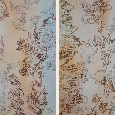 Scribbly Gum I & II. Mixed media on paper, 2026. $60 as a framed set.