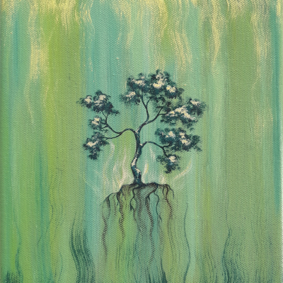 Swampland II. Acrylic on 8” x 12” canvas, 2024. Not for sale.